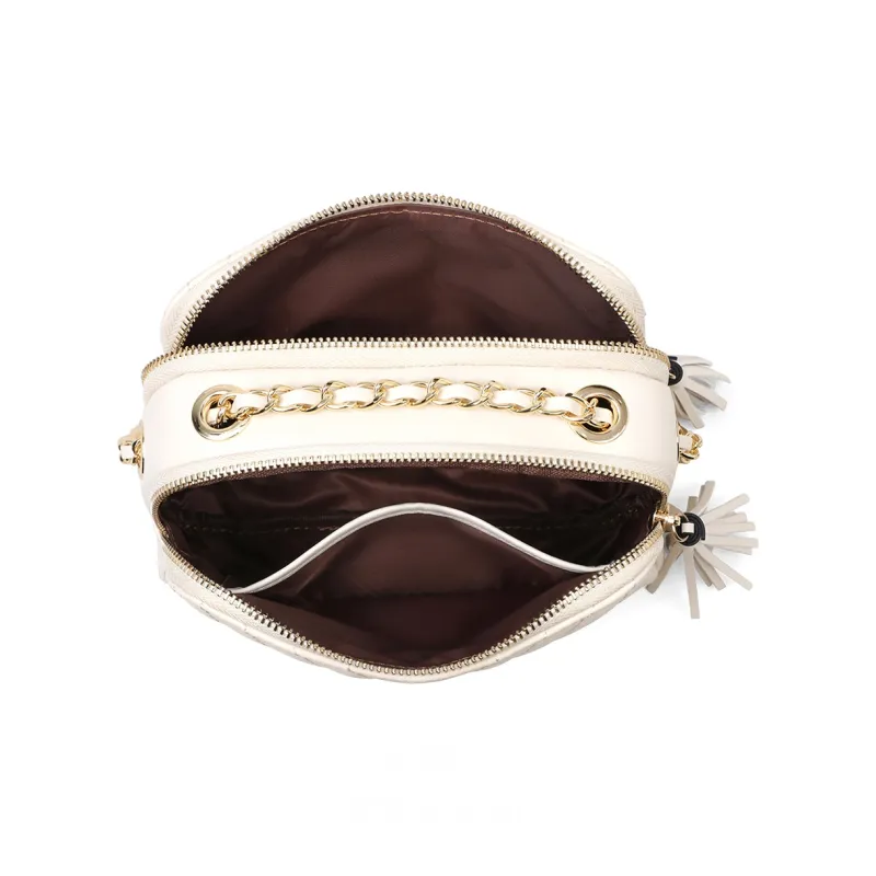 MILLIE'S Cow Leather With Synthetic Leather Underarm Small Square Bag Shoulder Bag Women's Ecru-5