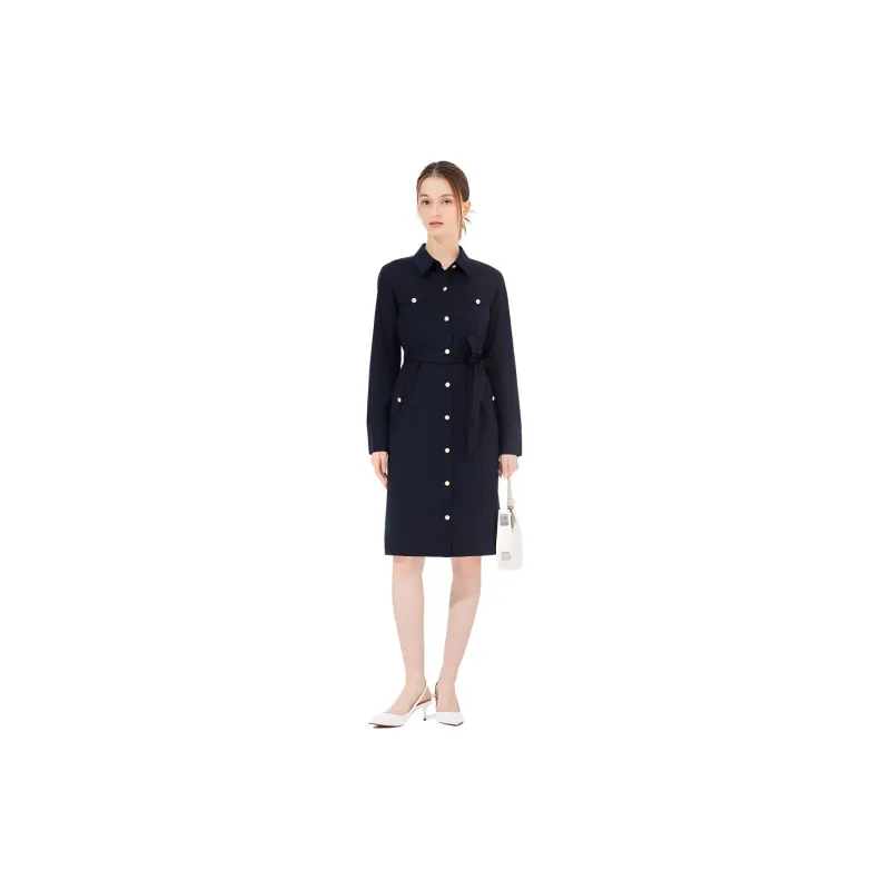 Hush Puppies Long Sleeved Dresses Women's Dark Blue-3