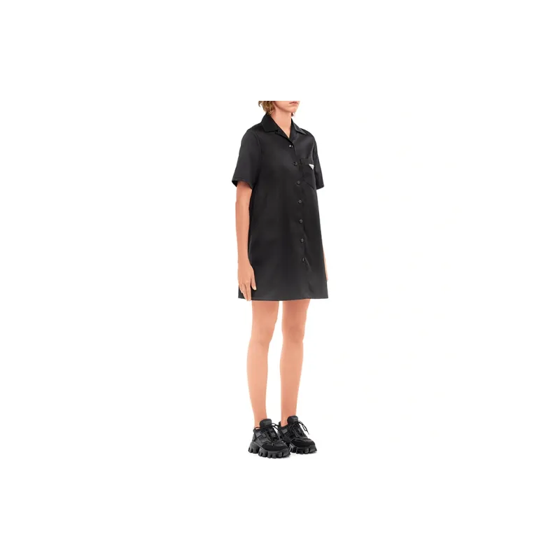 PRADA Re Nylon Short Sleeved Dress Women's Black-2