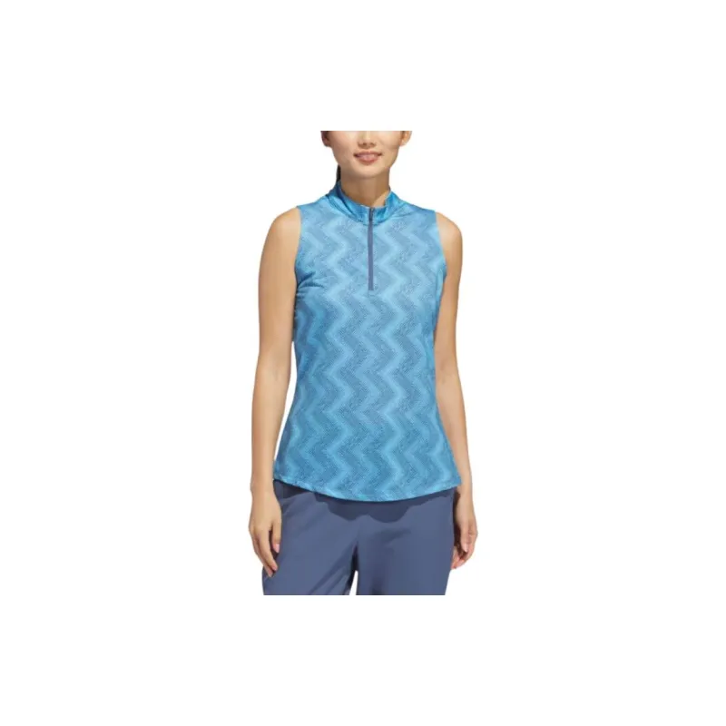Adidas Women's Ultimate365 Ottoman Printed Sleeveless Polo Shirt Semi Blue Burst-2