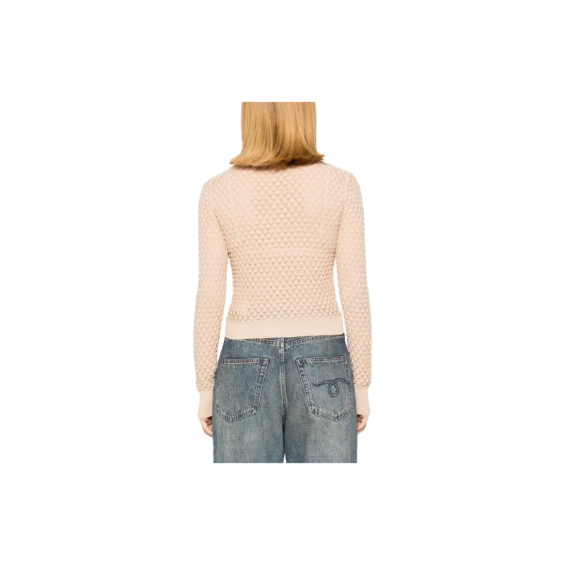 Chloé Cropped Pointelle knit Cardigan-2