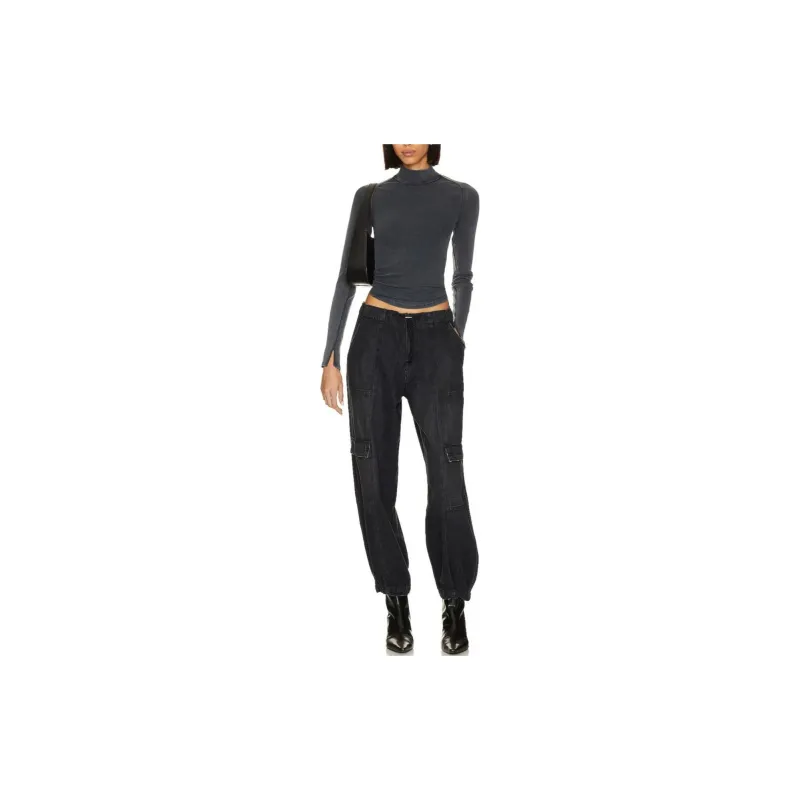 FREE PEOPLE Raglan Sleeve T-Shirt Women's Black-1