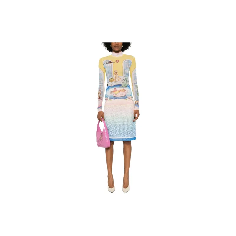 CASABLANCA Gradient Monogram Mesh Midi Skirt-1