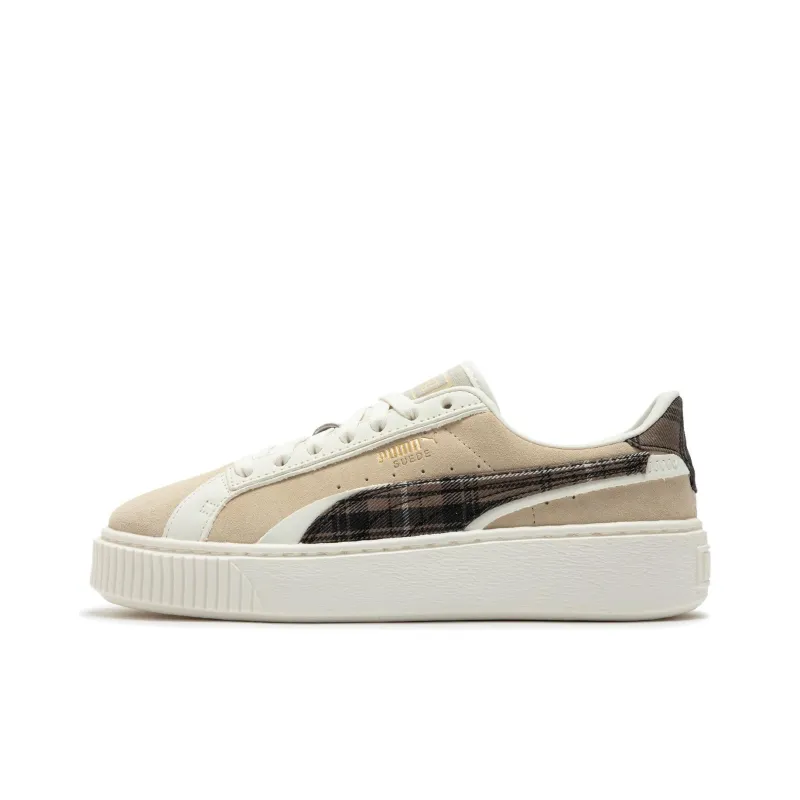 PUMA Suede Platform Cushioning Wear Resistant Low Top Skateboard Shoes Women's Almond-0