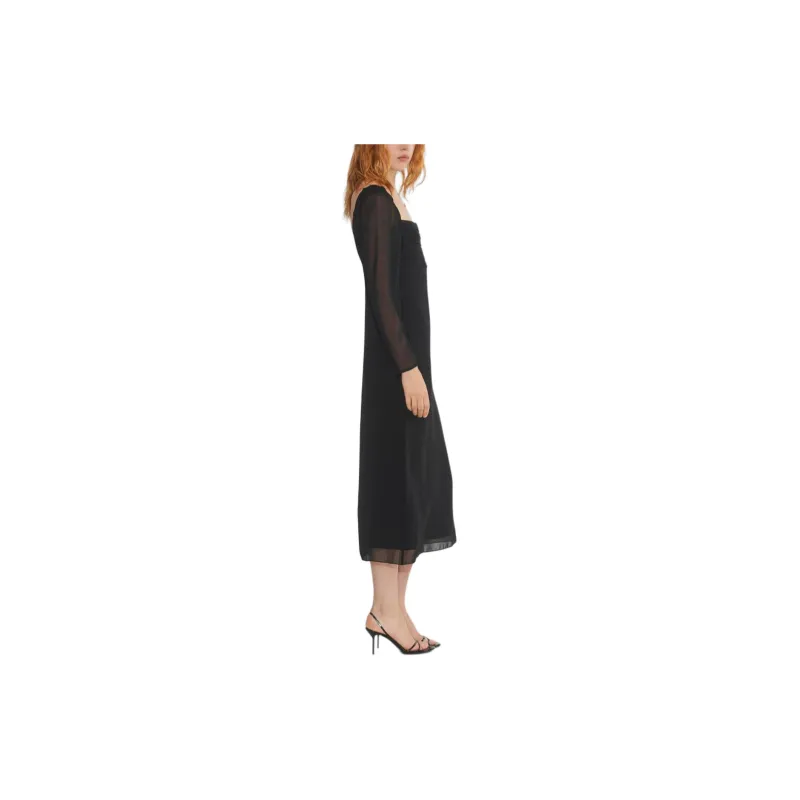 ARITZIA FW24 Wilfred Amuse Longsleeve Midi Dress Long-Sleeved Dresses Women's BLACK/Black-4