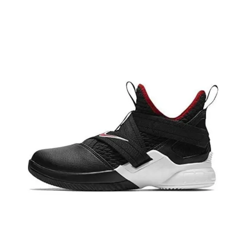Nike Lebron 12 Anti-Slip Wear-Resistant High-Top Children's Basketball Shoes Black Teenagers