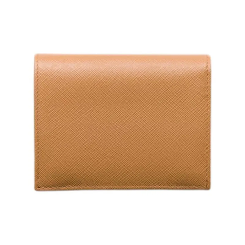 PRADA Saffiano Leather Wallet Trumpets Women's Brown-2