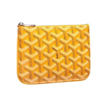 GOYARD SENAT Canvas With Calfskin Wallet Card Holder Clutch Mini Unisex Yellow