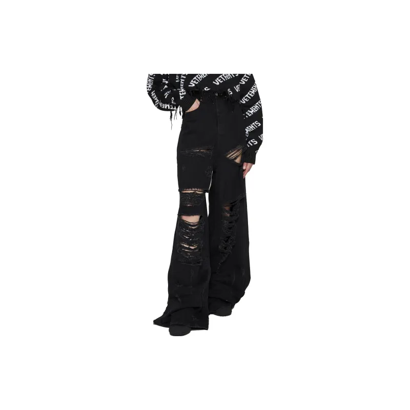 Vetements Destroyed Baggy Jeans 'Black'-1