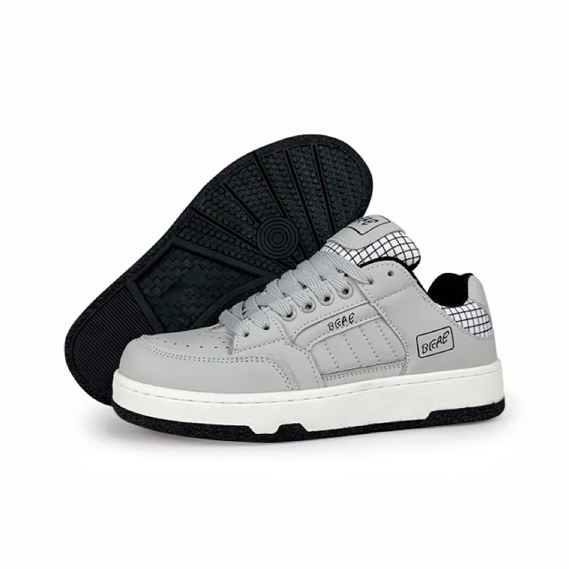 BKAE Slip-Resistant Water-Resistant Lightweight Low-Top Skateboard Shoes Unisex Gray-3