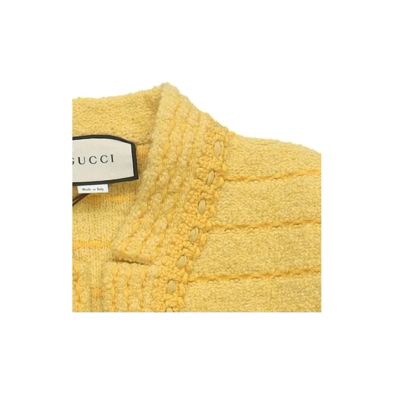 GUCCI SS23 Knitted Fabric Cardigan Women's Yellow-4