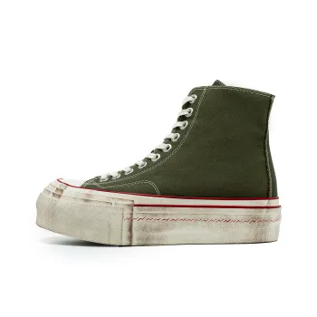 TC Wear Resistant Height Increasing High Top Canvas Shoes Unisex Army Green