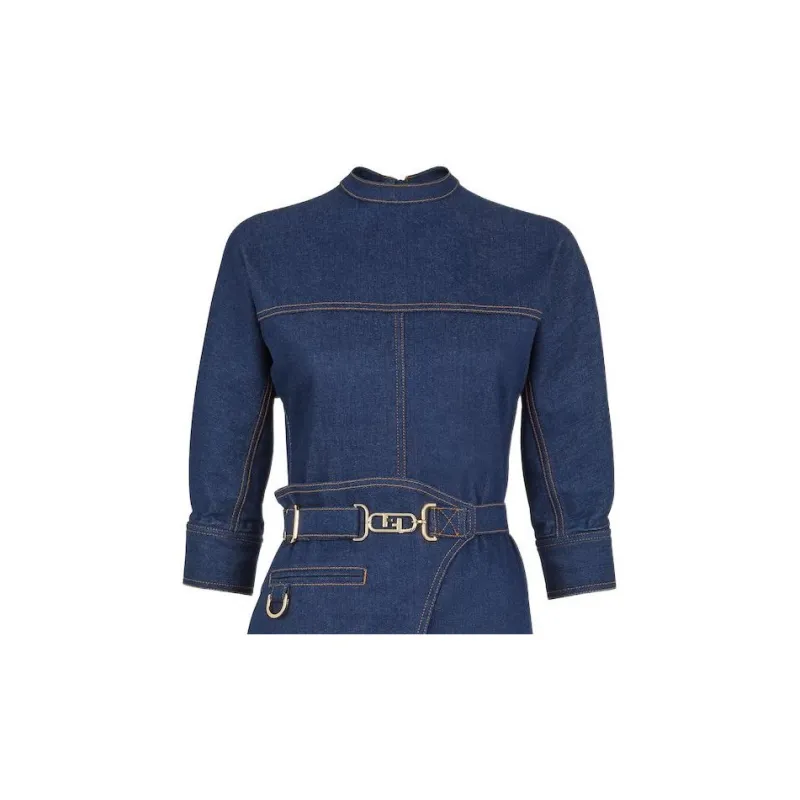 FENDI SS22 Long Sleeved Dresses Women's Blue-3
