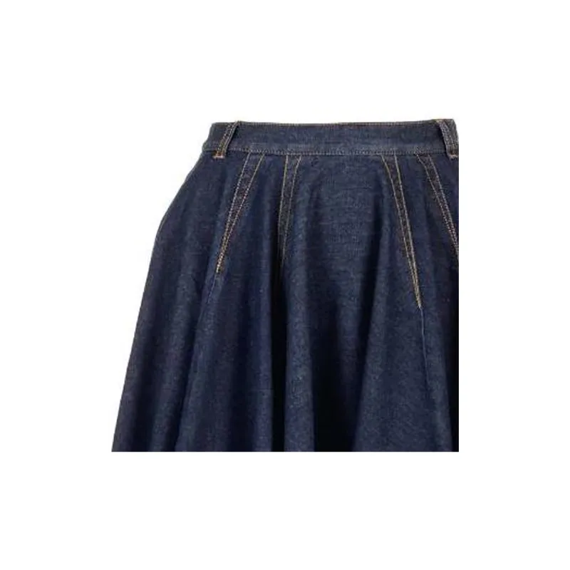 Alaia Pleat Detailed Denim Midi Skirt-3