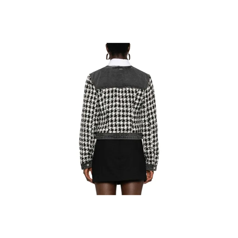 LIU·JO Houndstooth Jacquard Embellished Denim Jacket-1