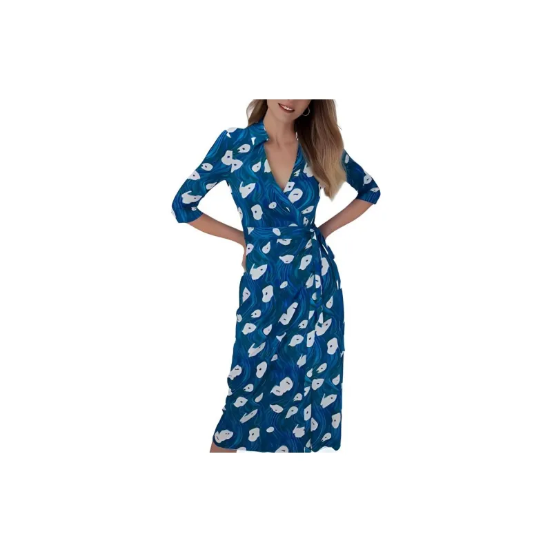 DVF Diane Von Furstenberg FW23 Long-Sleeved Dresses Women's Blue-3