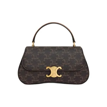 CELINE Logo Print Cow Leather Shoulder Bag, Crossbody Bag, Handbag Women's Tawny