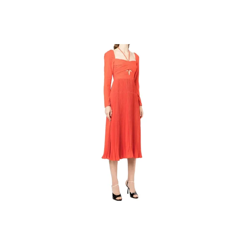 Self-portrait Halterneck Pleated Midi Dress-3