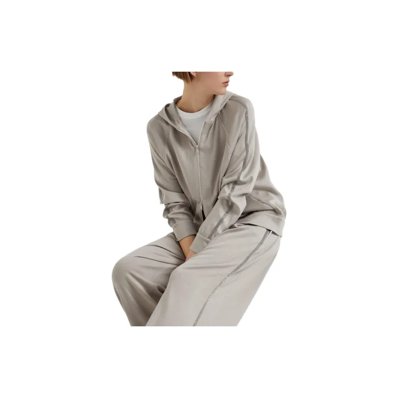 Brunello Cucinelli Trim Embellished Zipped Hoodie-3