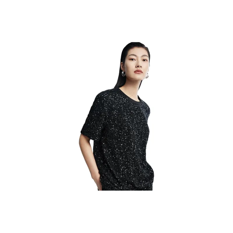 Roselingling T Shirt Women's Elegant Black-2