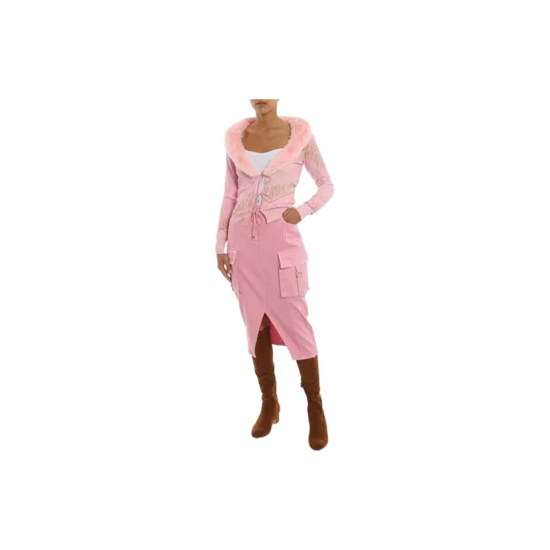 Blumarine Denim Long Skirts Women's Pink-1