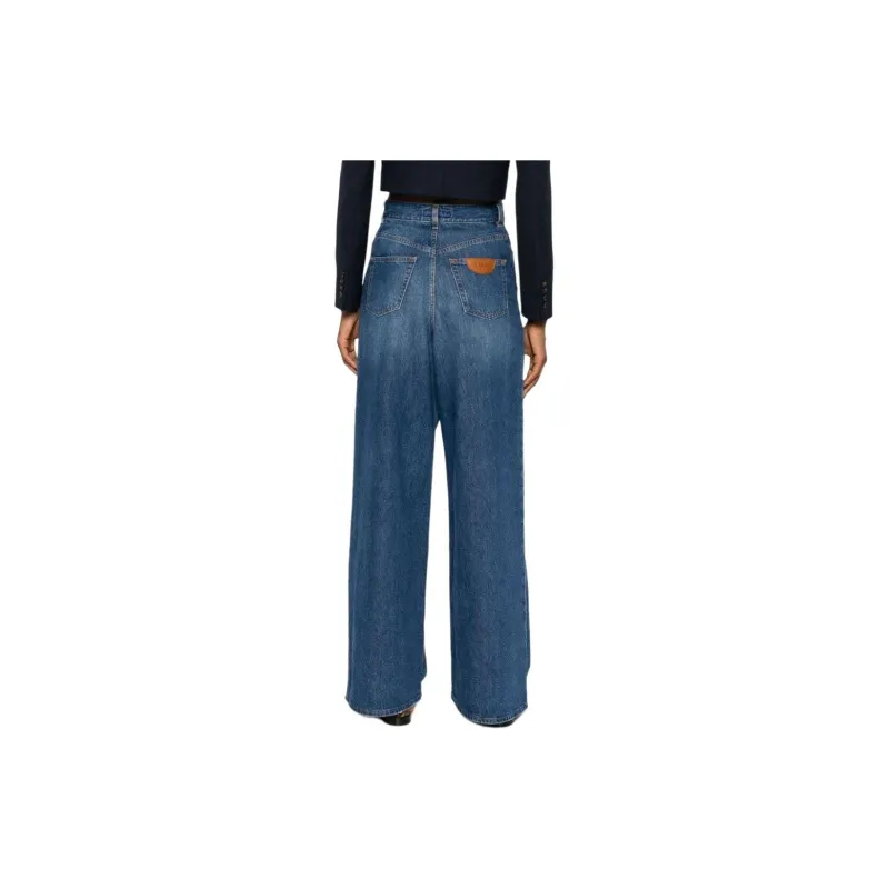 Chloé Logo Patch Wide Leg Jeans-4