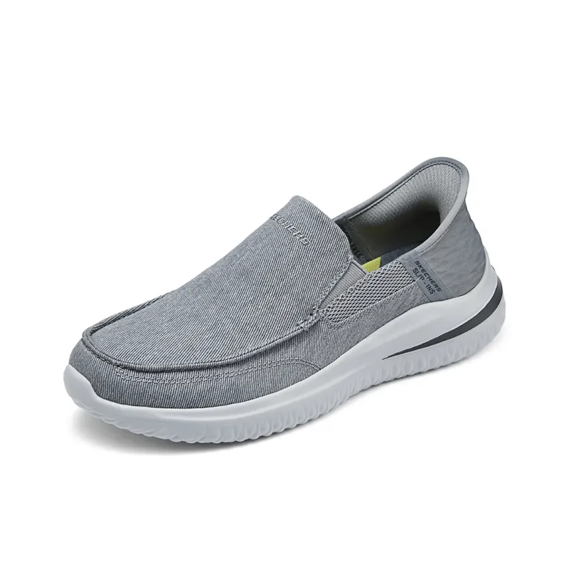 Skechers Slip Ins Slip Ins Technology Wear Resistant Low Top Casual Shoes Men's Light Gray-2