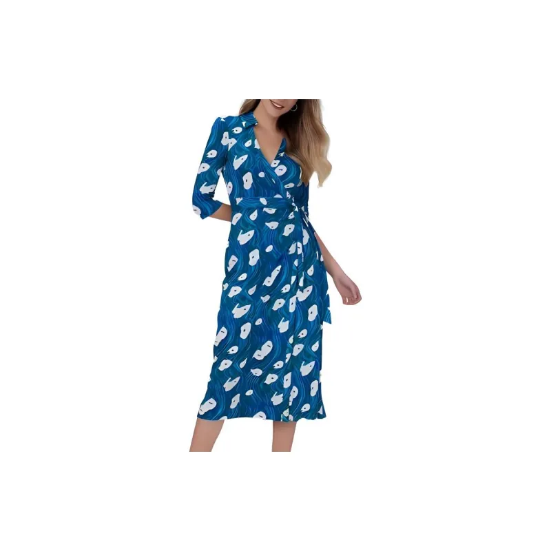 DVF Diane Von Furstenberg FW23 Long-Sleeved Dresses Women's Blue-2