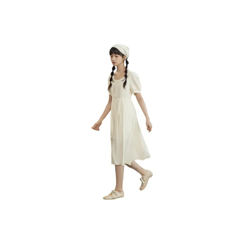 ZIHAN Short Sleeved Dress Women's Beige Gold-2