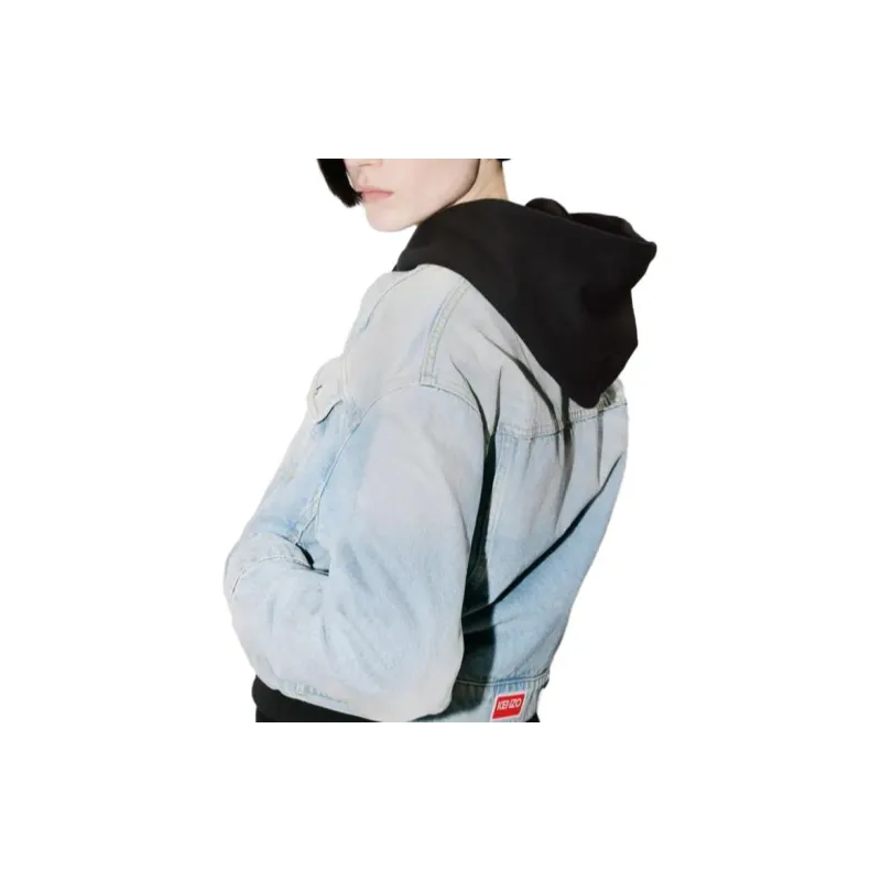 KENZO Faded effect Cropped Denim Jacket-4