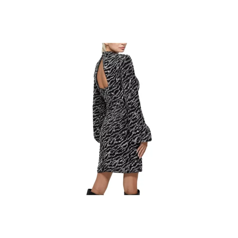 GUESS Zoe Sequin Dress Long-Sleeved Dresses Women's Black-2