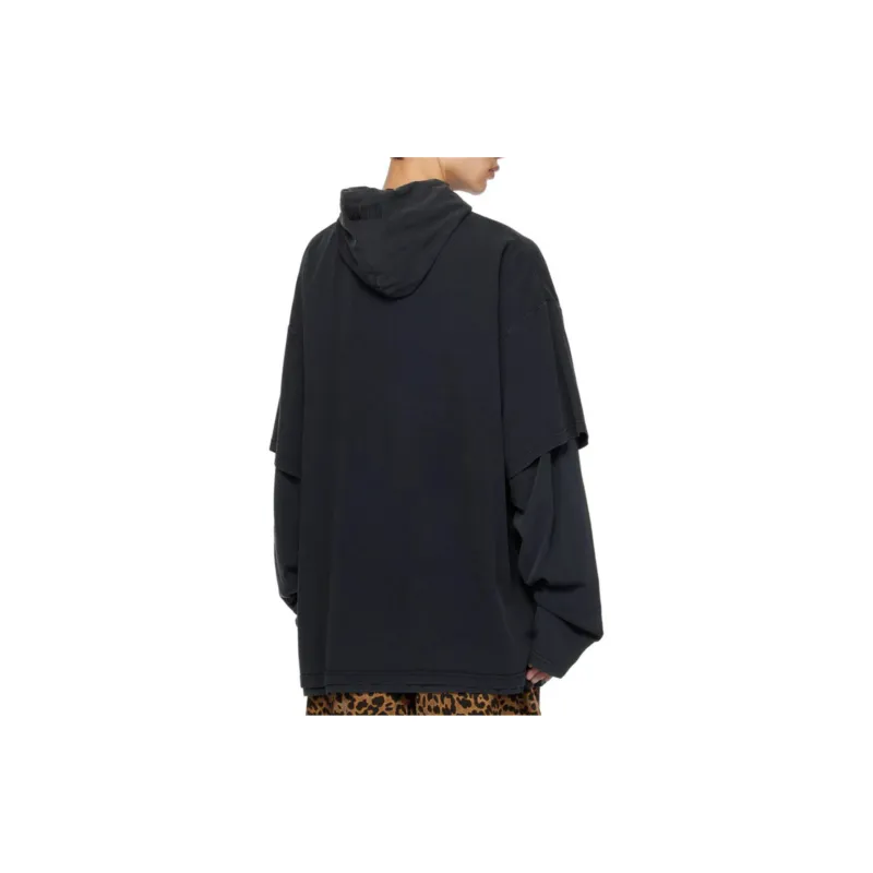 Vetements Cool Earth Hooded Long Sleeve 'Washed Black'-4