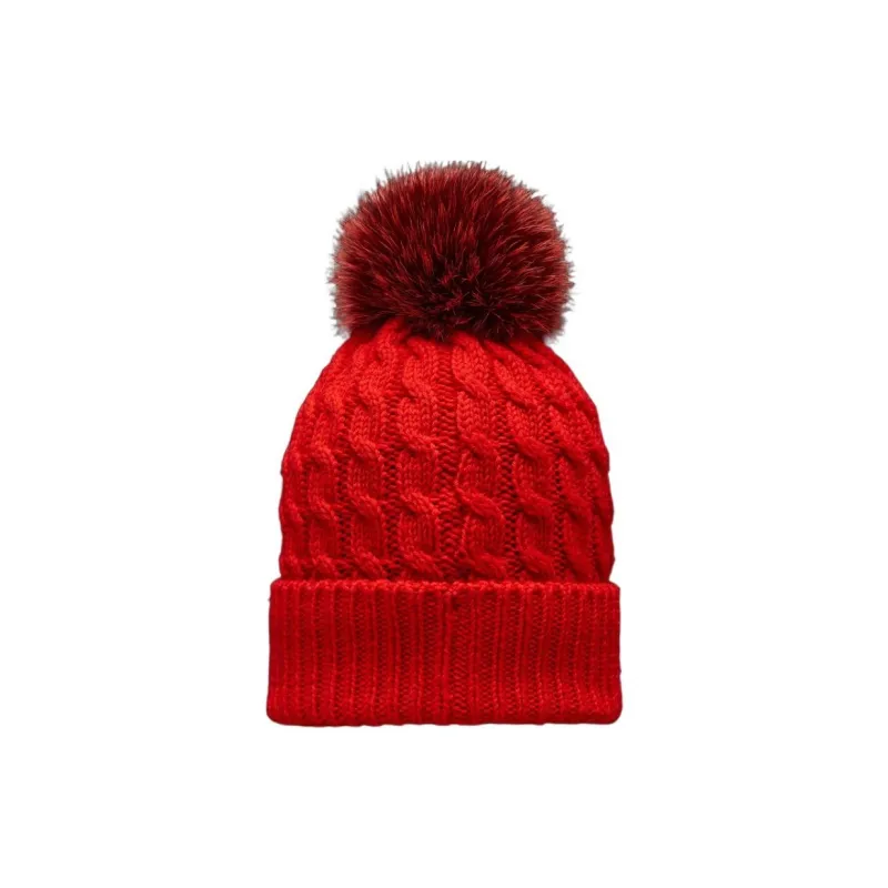 Moncler Wool Fox Fur Beanies Women's Red-1