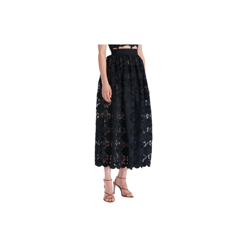 Oscar De La Renta Gardenia Guipure Midi Skirt-3