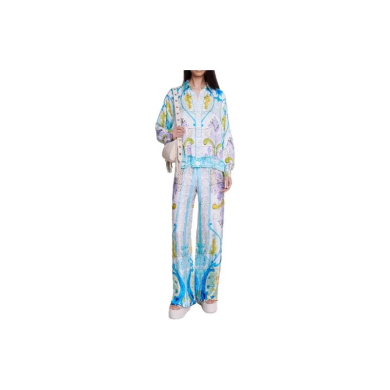 Maje Imprimé Mosaique print Satin Shirt-1