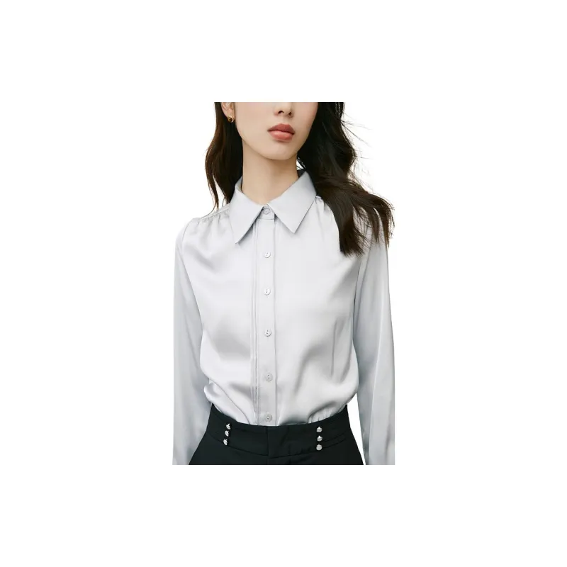 Late White Shirts Women's Silver Gray-2