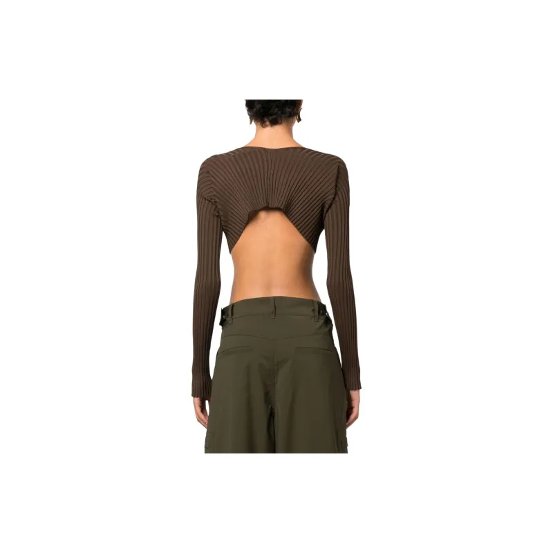 Jacquemus Ribbed Knit Cropped Cardigan-1
