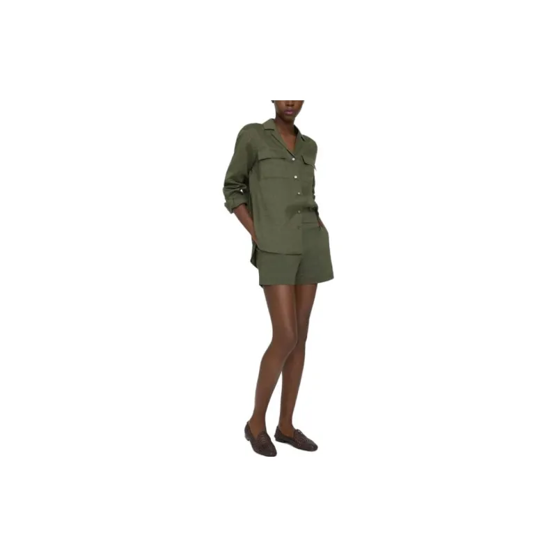 THEORY Shirts Women's Olive Green-3