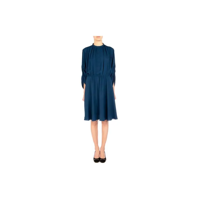 Ferragamo Long-Sleeved Dresses Women's Blue-1