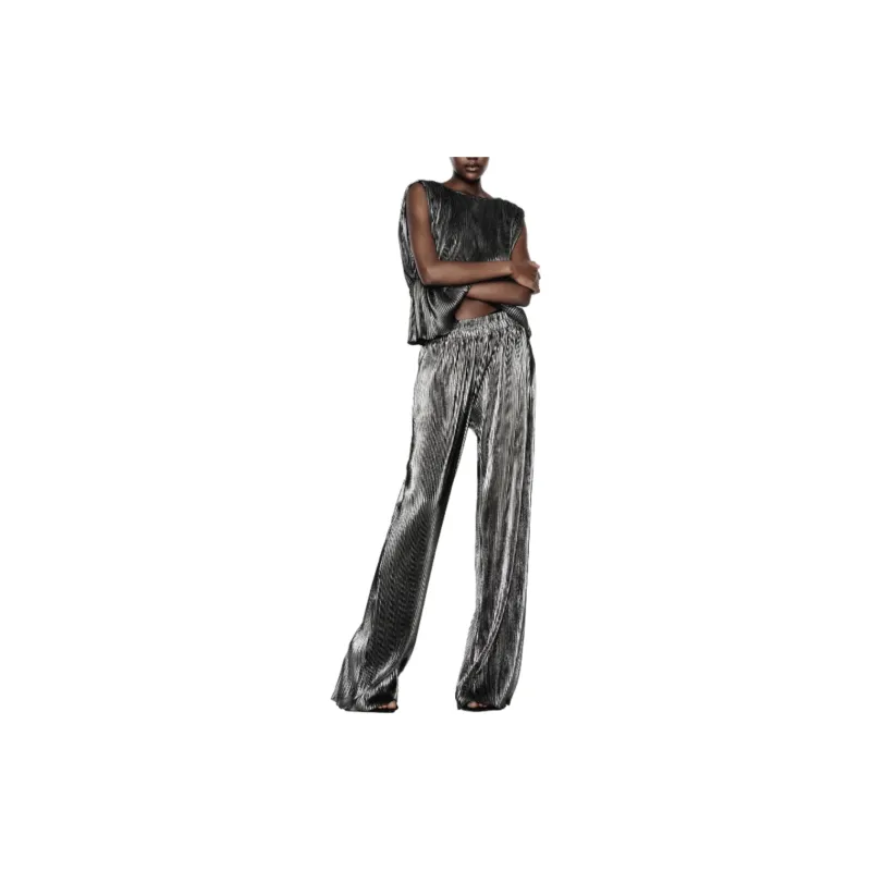 ZARA Casual Pants Women's Silver-1