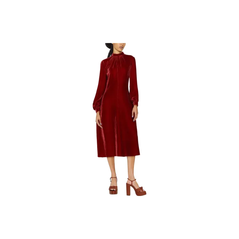 MOSCHINO V-neck Velvet Midi Dress-1