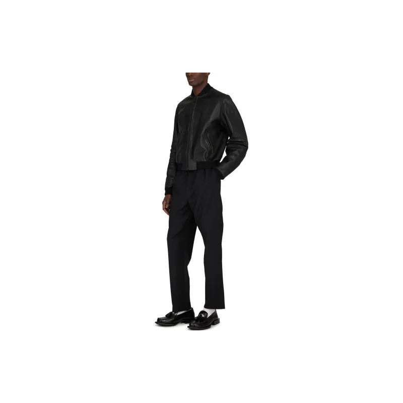 PRADA Long Sleeved Zipped Leather Bomber Jacket-4