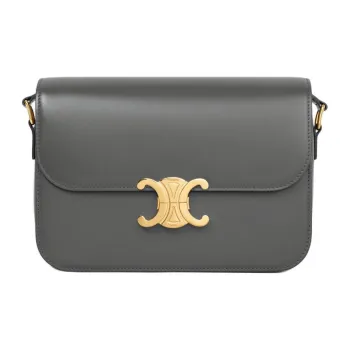CELINE Shiny Calfskin Shoulder Bag Crossbody Bag Women's Smoke Black