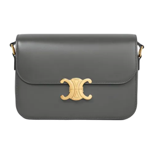 CELINE Shiny Calfskin Shoulder Bag Crossbody Bag Women's Smoke Black