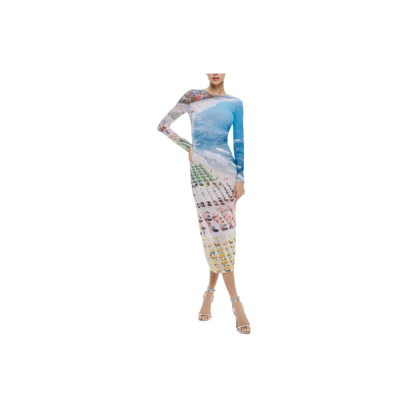 ALICE+OLIVIA Delora Long-sleeve Midi Dress-1