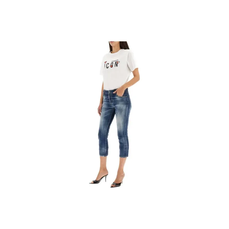 DSQUARED 2 Logo Patch Low Rise Cropped Jeans-3