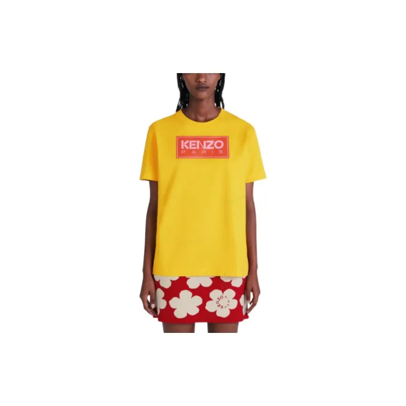 KENZO Letter Logo T Shirts Women's Yellow-2