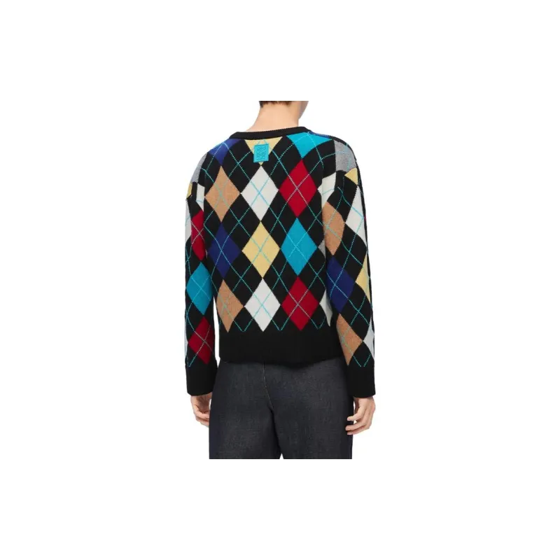 LOEWE Embossed-Anagram Argyle-knit Jumper-3