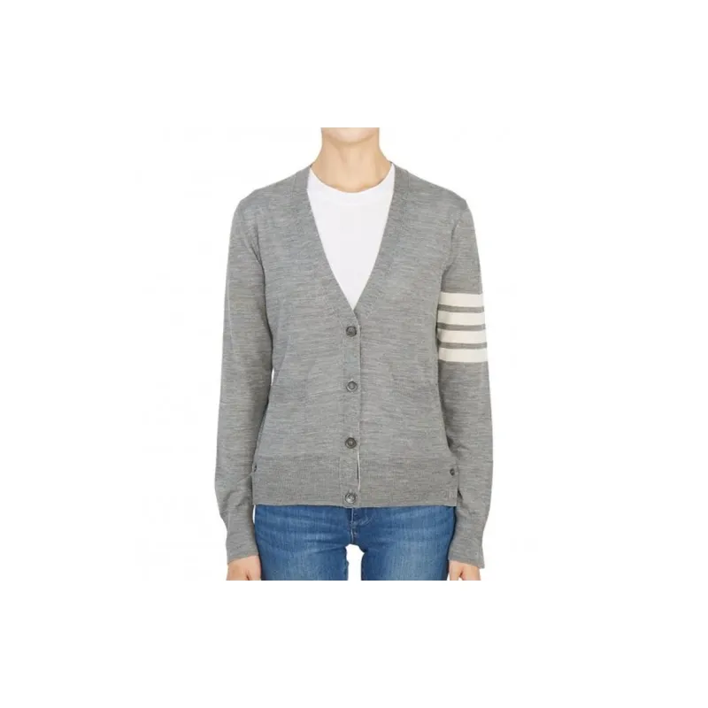 THOM BROWNE 4 Bar V Neck Cardigan-3