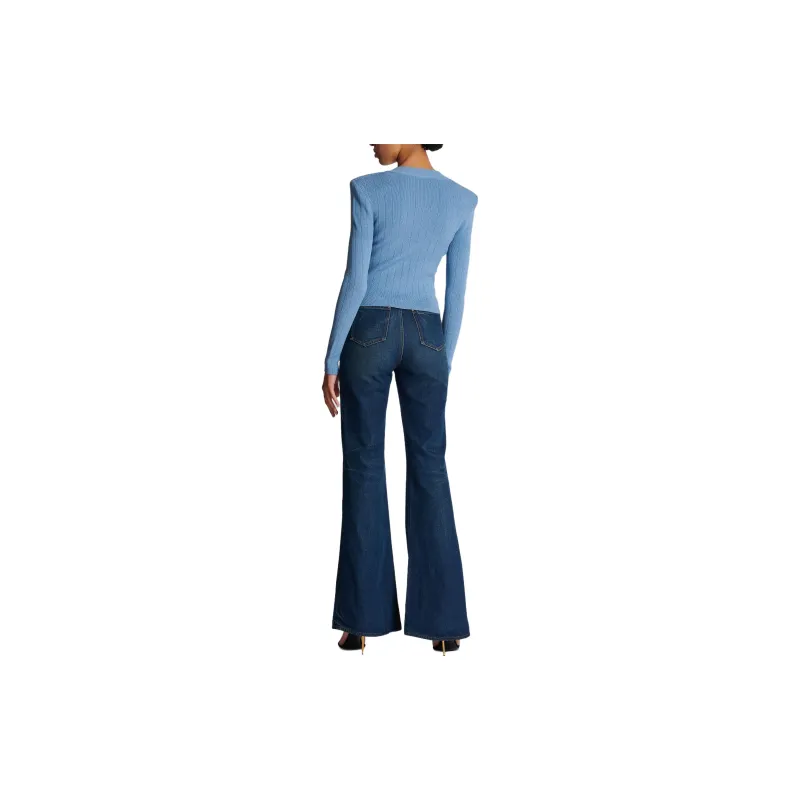 BALMAIN Ribbed knit V neck Cardigan-1